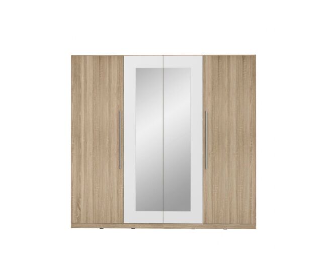 Roupeiro helen portas batentes 2 espelhos 227x212cm carvalho