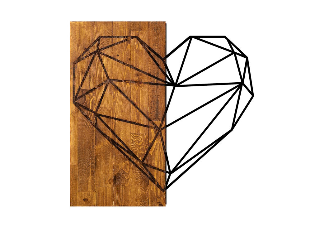 Placa decorativa WOOD HEART em metal negro