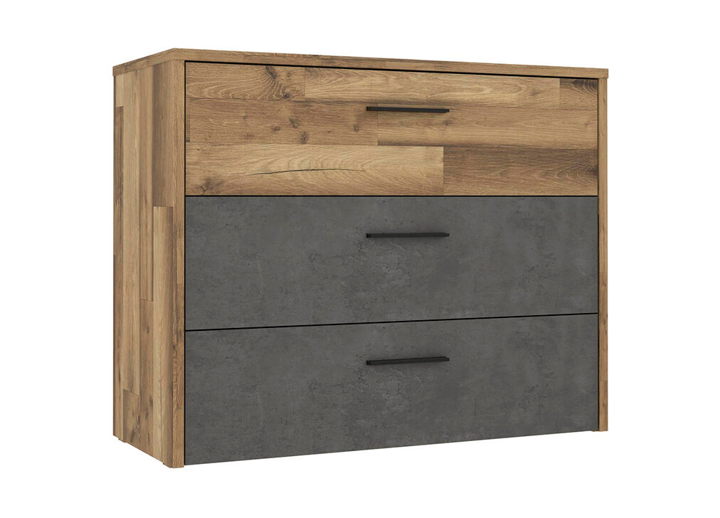 Cômoda 3 gavetas RICCIANO preto e carvalho