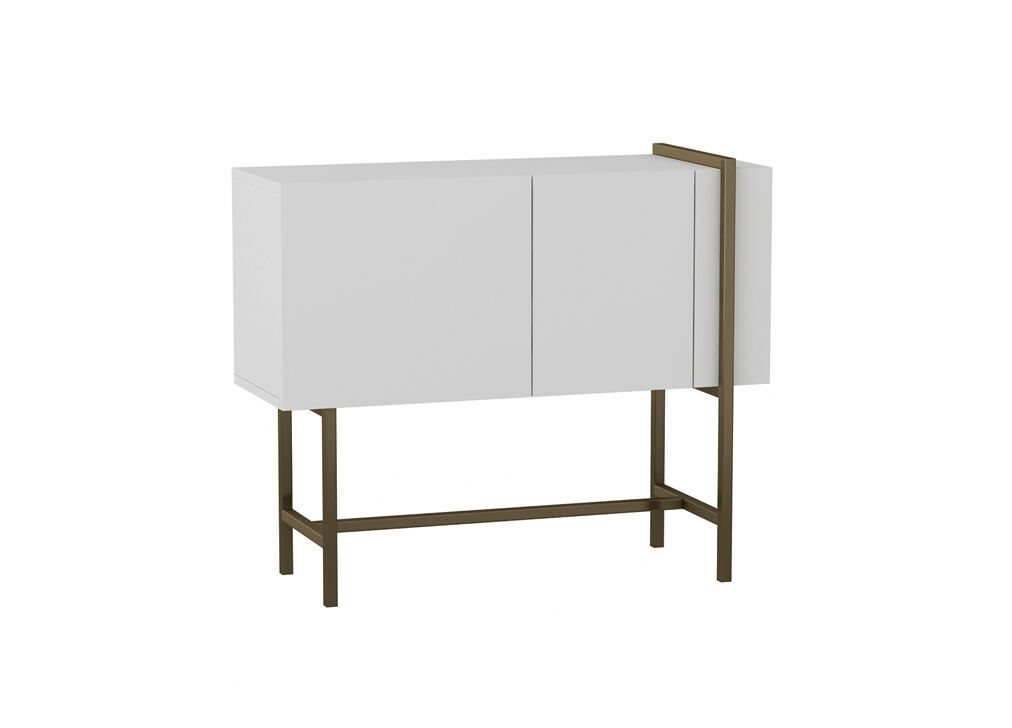 Consola EUFORIA branca com apoios metálicos dourados