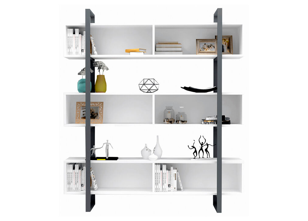 Estante STAR cor branco com barras metálicas pretas