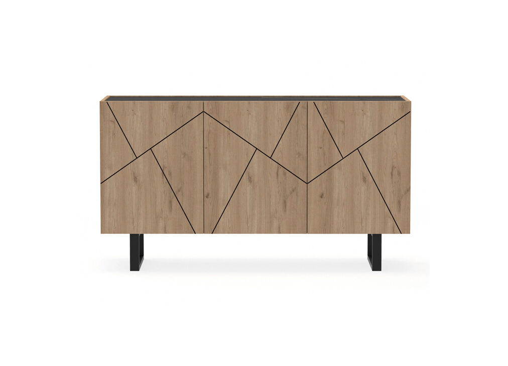 Aparador baixo 3 portas MILENA carvalho e preto