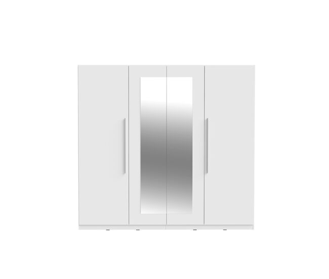 Roupeiro helen portas batentes 2 espelhos 227x212cm branco