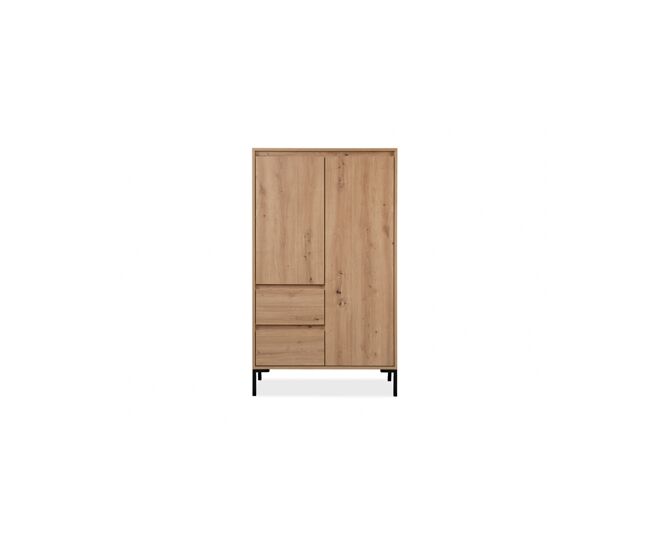 Roupeiro korsika portas batentes e 2 gavetas 81x139cm carvalho - conforama