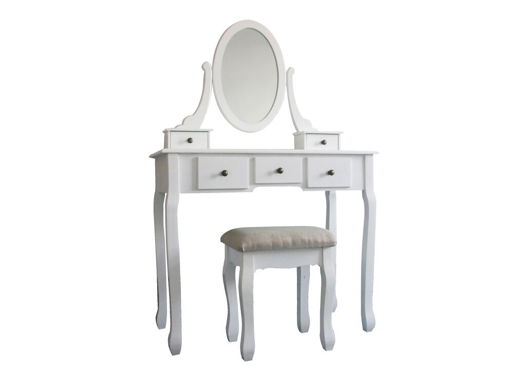 Toucador com 5 gavetas espelho e banco HANNAH