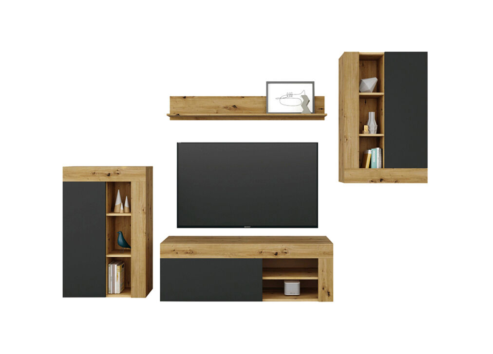 Compacto de TV LEO 260cm em carvalho e antracite