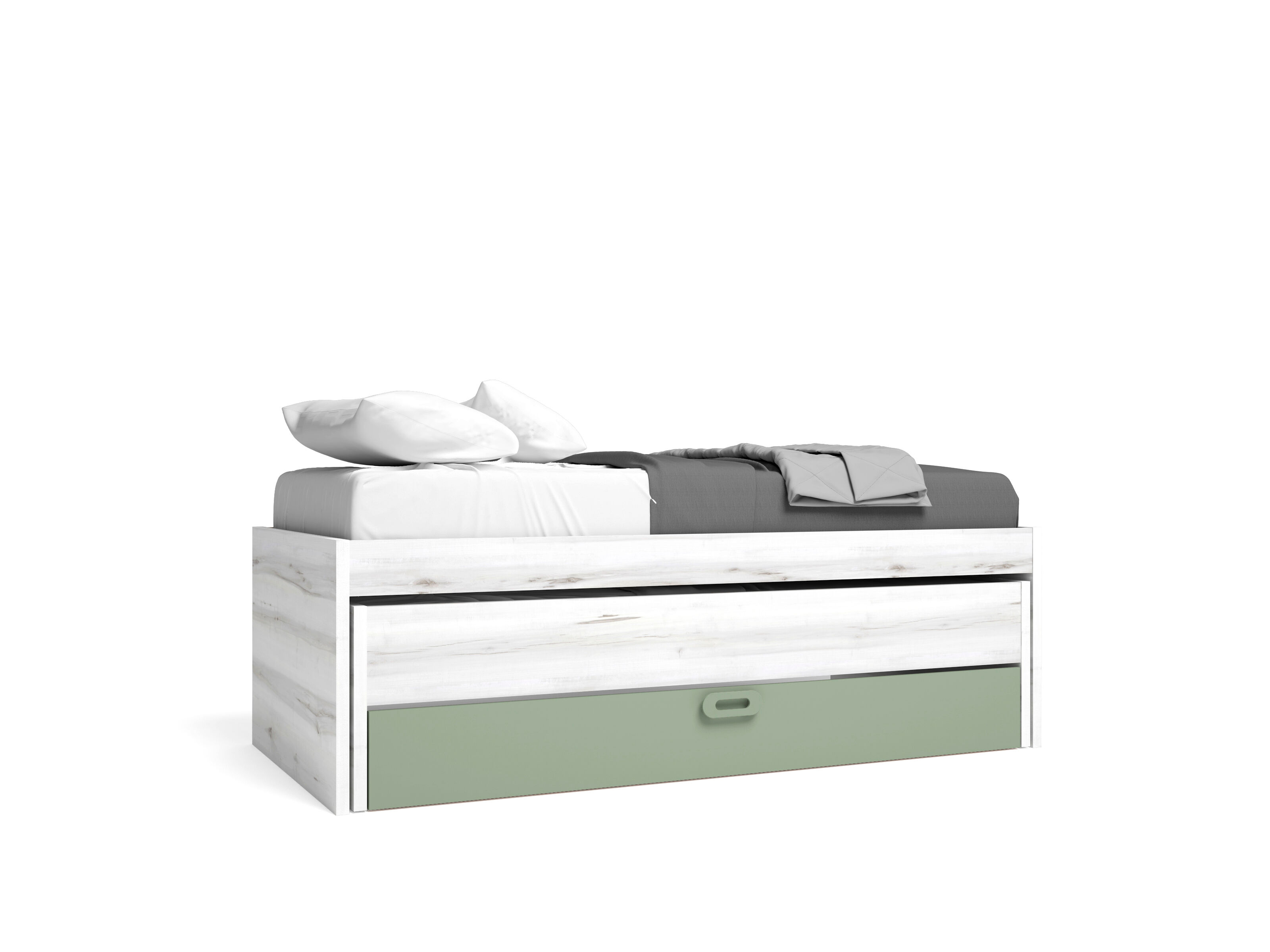 Compacto 90x190cm MOOD cama móvel oculta 90x180cm com 2 gavetas com rodas