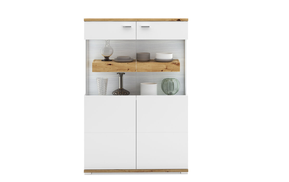 Conforama Vitrine Branca E Carvalho 2 Portas Corso Branco