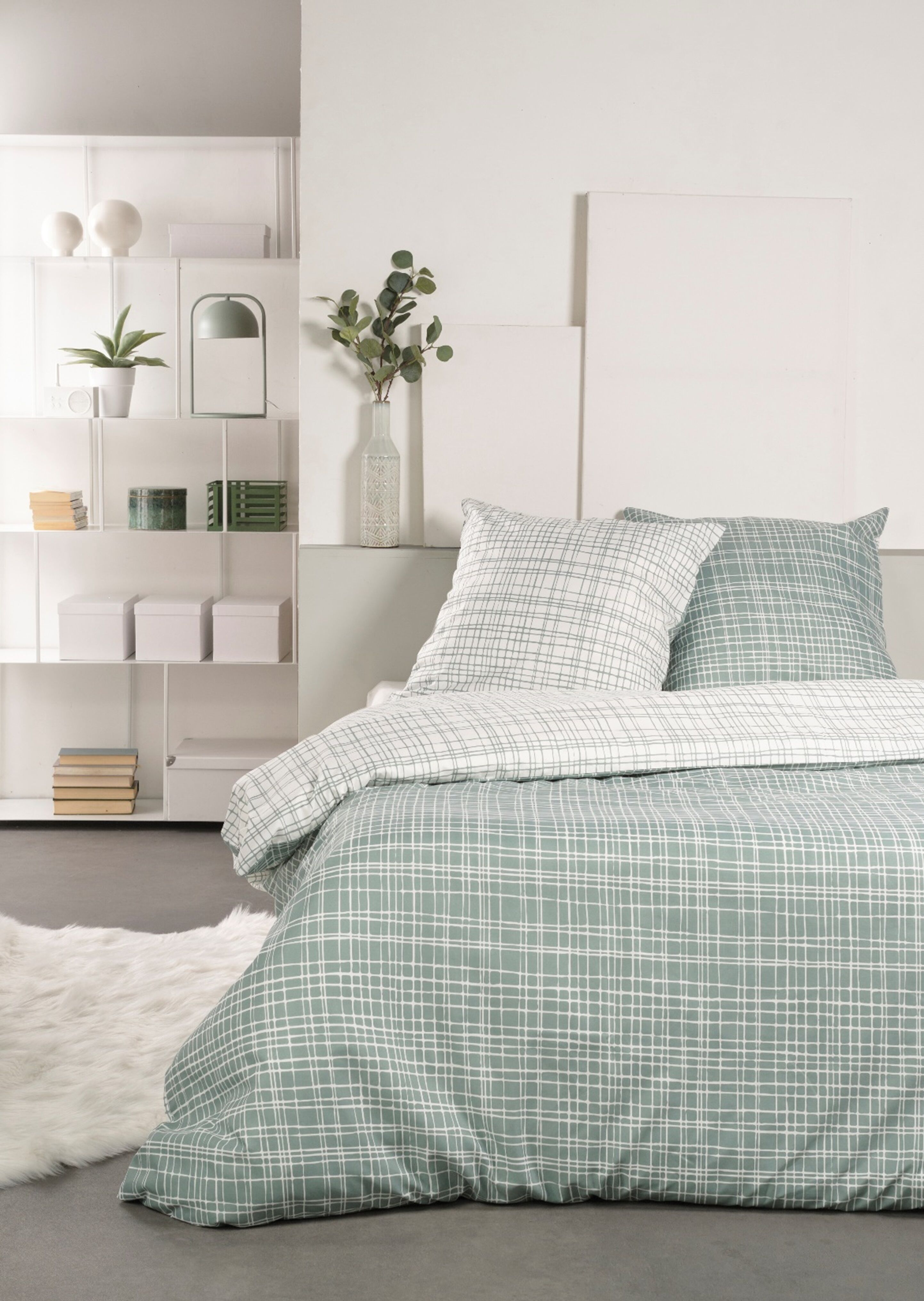 Capa de edredão MILA para cama de 180cm cor verde