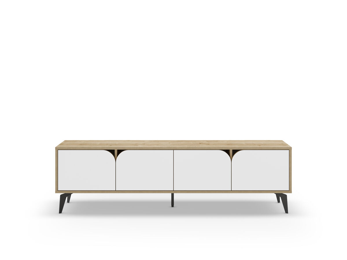 Móvel de TV 4 portas branco e carvalho NOLA