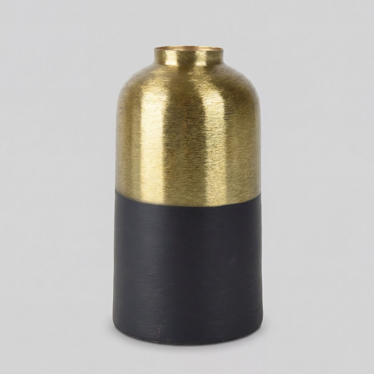 Vaso de ferro DOBLE em metal dourado e preto