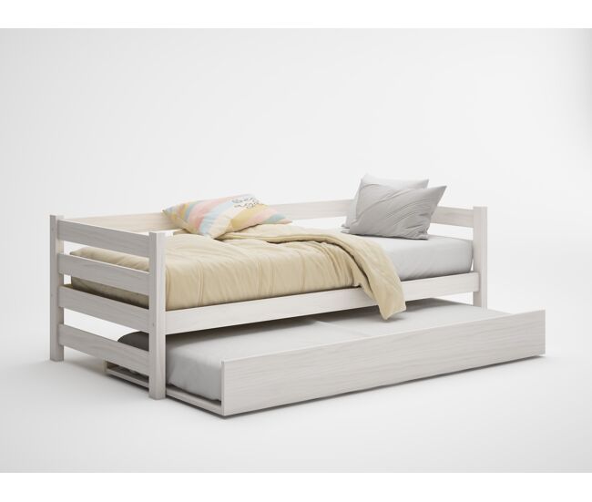 Cama nido eko ii em madeira maciça branqueada 90x190cm