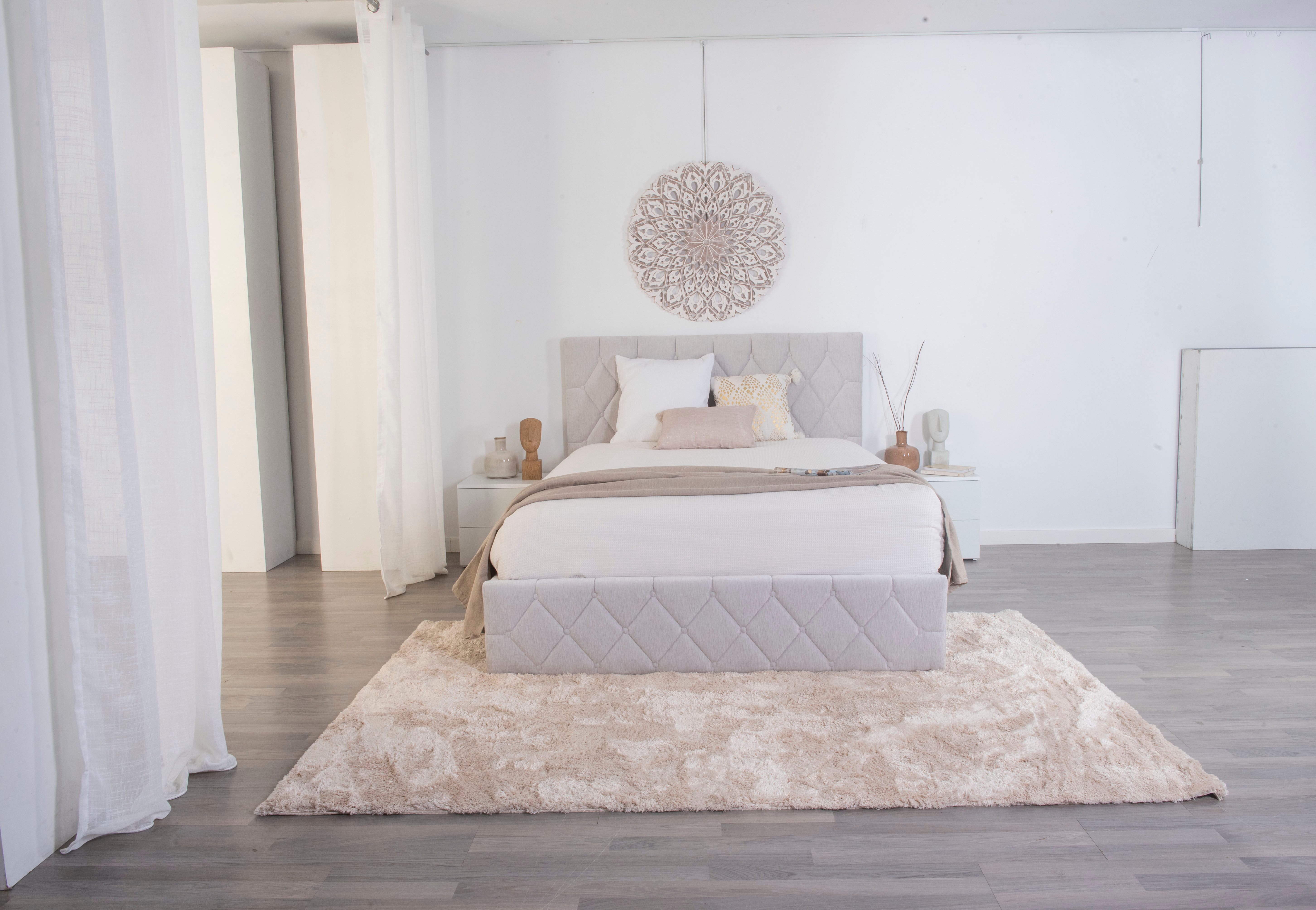 Cama abatível LUXURY II cinza claro 140x190cm