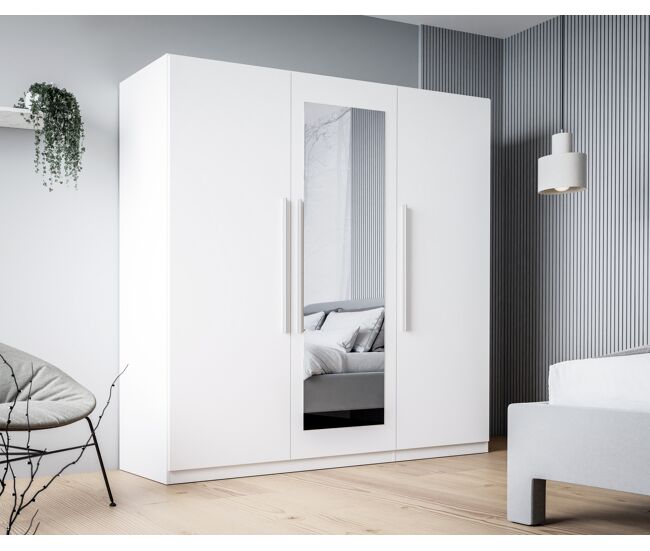 Roupeiro helen portas batentes com espelho 180x212cm branco