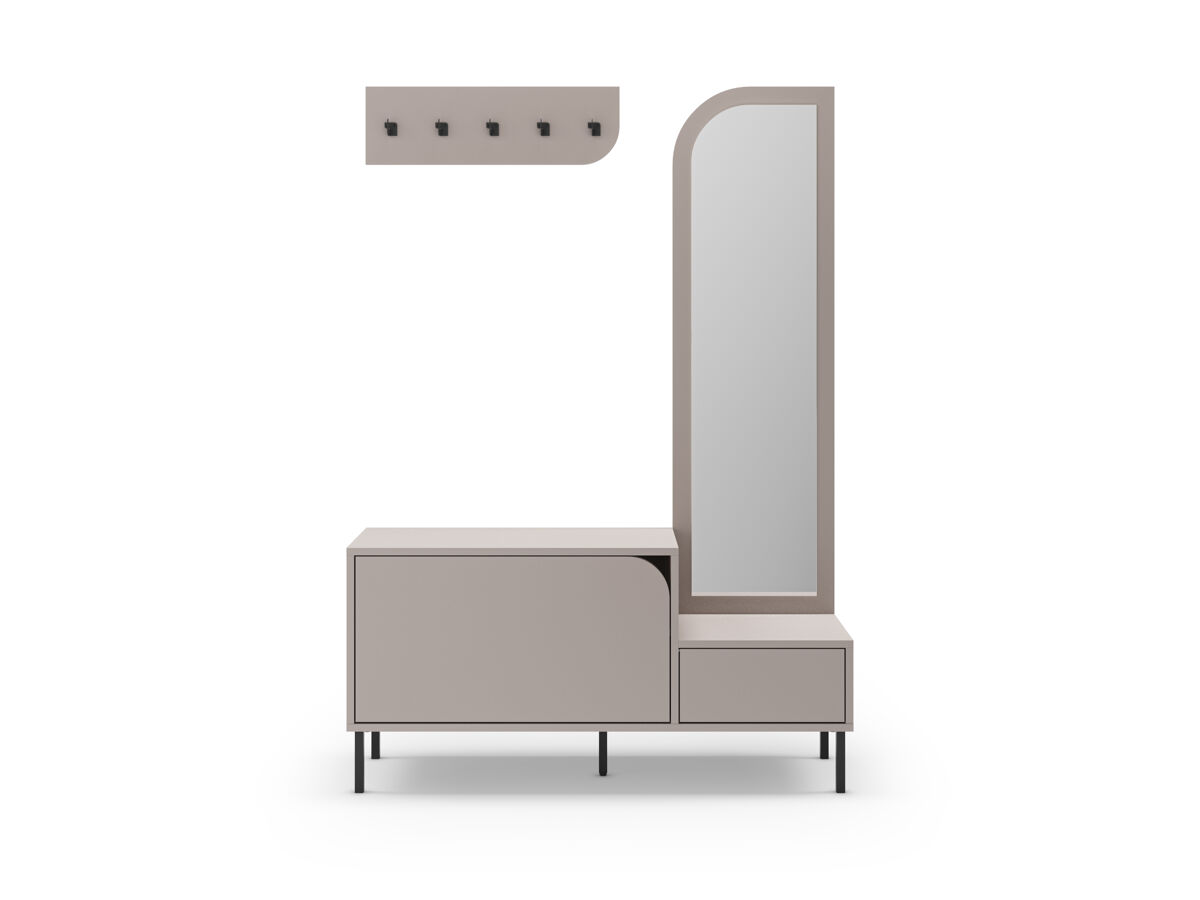 Móvel hall de entrada com sapateira e espelho BEA