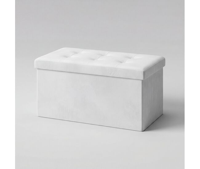 Banco de arrumação ottoman dobrável 76x38x38cm branco - conforama