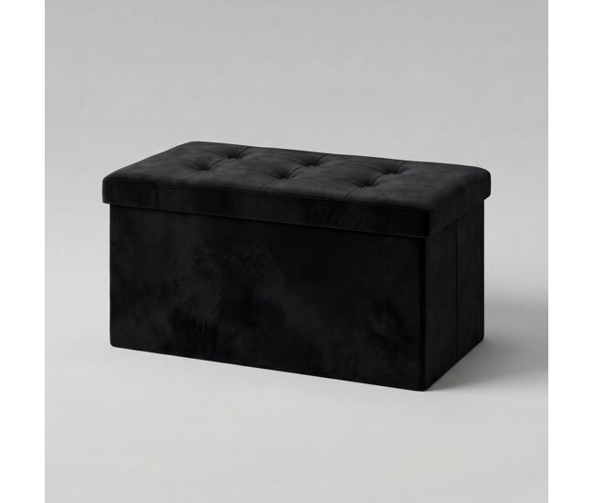 Banco de arrumação ottoman dobrável 76x38x38cm preto - conforama