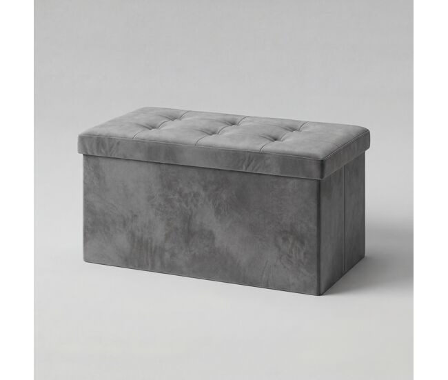Banco de arrumação ottoman dobrável 76x38x38cm cinza - conforama
