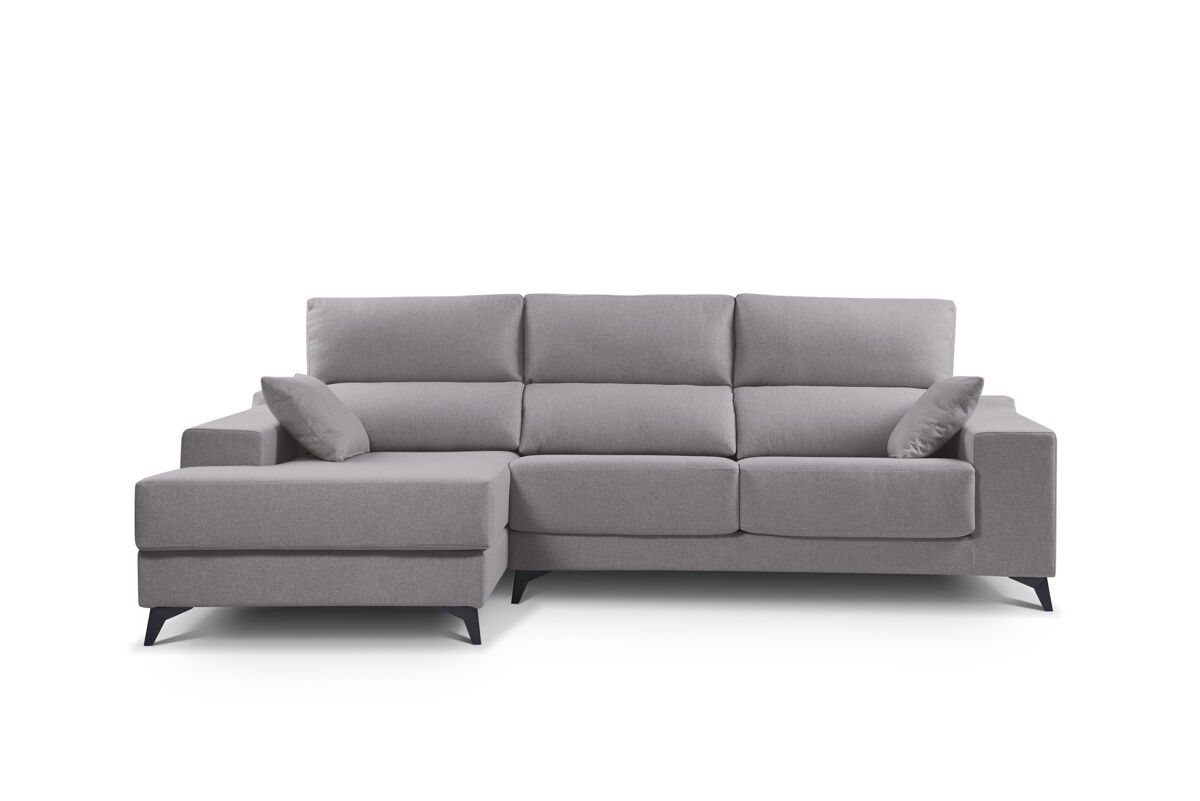 Chaise longue m com arca noelia esquerda 4 lugares gris claro