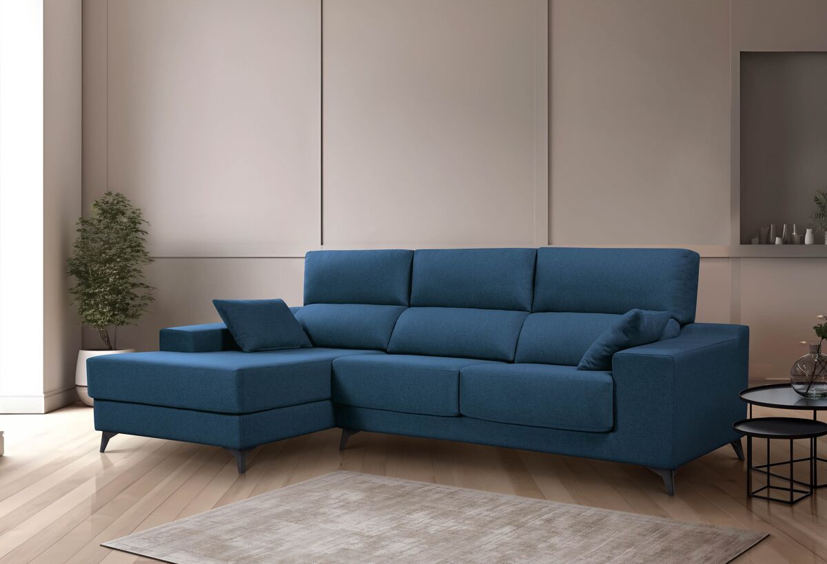 Chaise longue m com arca noelia esquerda 4 lugares bleu marinho