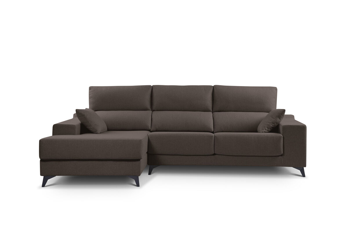 Chaise longue s com arca noelia esquerda 3 lugares chocolate