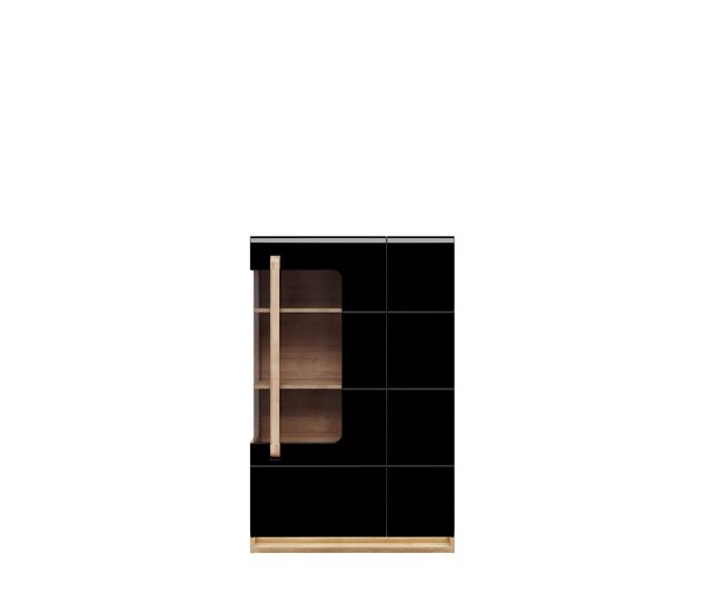 Vitrine de 1 porta e 2 gavetas noir e carvalho montreal