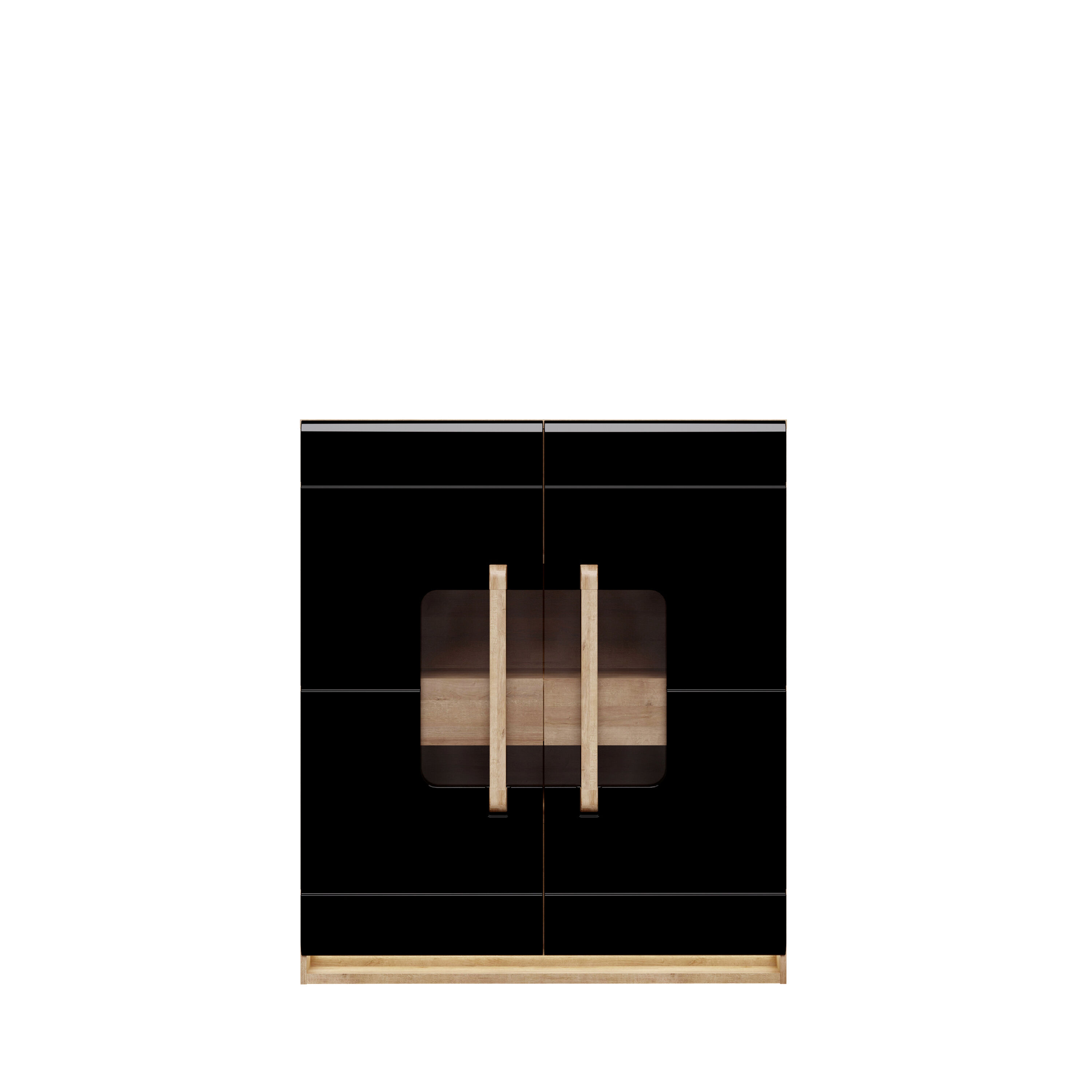 Vitrine com 2 portas e 2 gavetas MONTREAL Preto/ Madeira