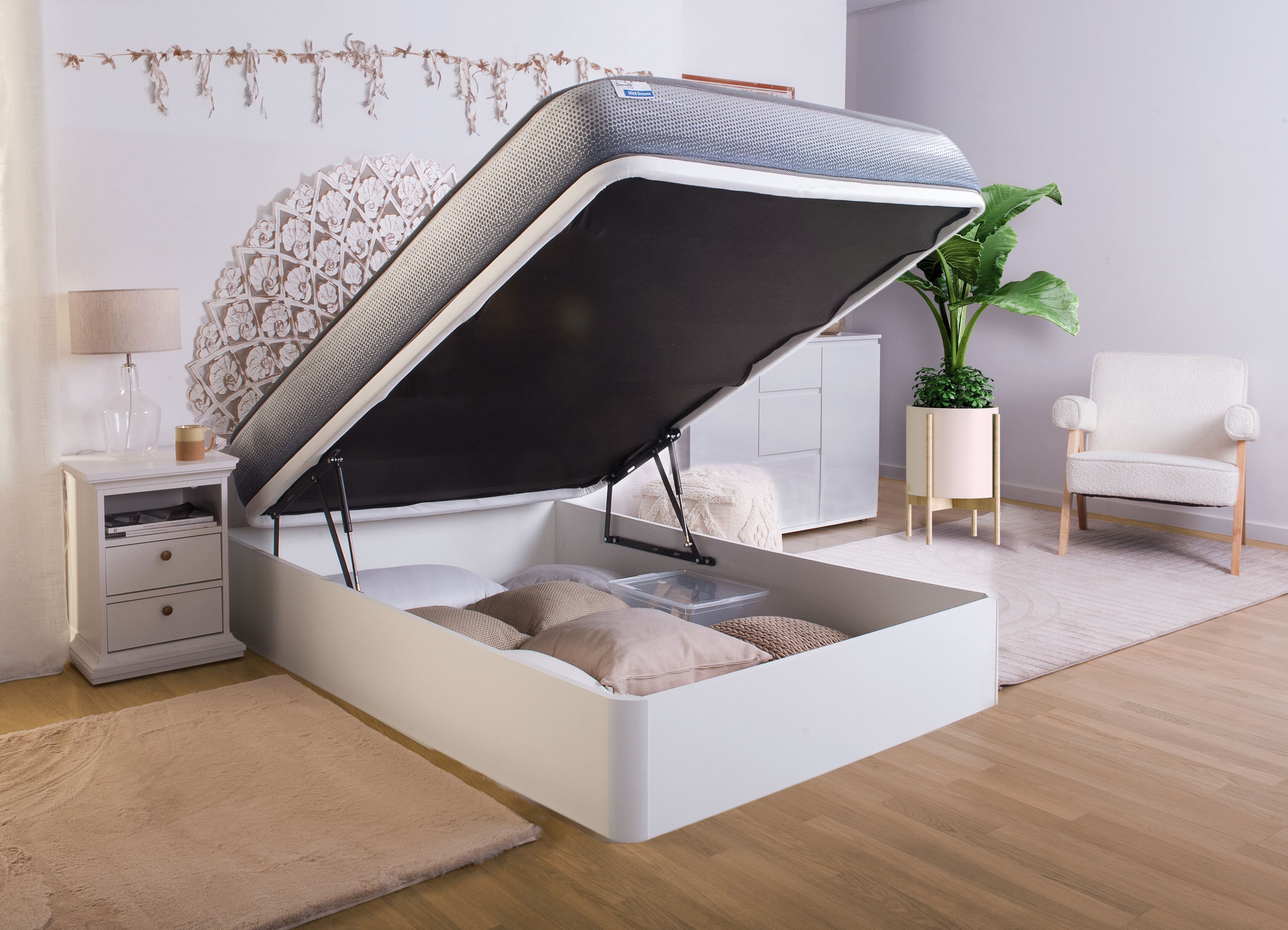 Sommier de madeira 140x190cm Woodspace Y9 branco SOMNALIS