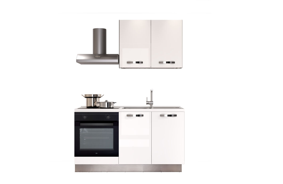 Cozinha GILDA ICE direita branco brilhante e cinza claro