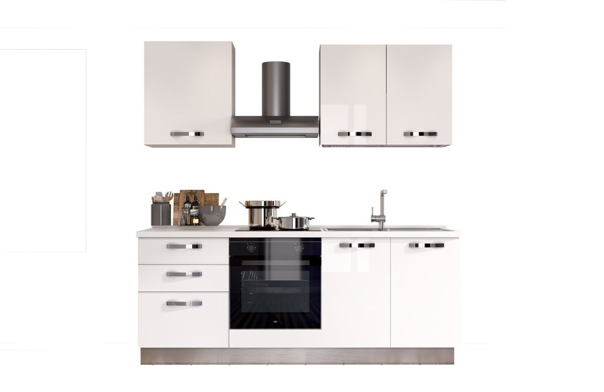 Cozinha GILDA ICE direita branco brilhante e cinza claro