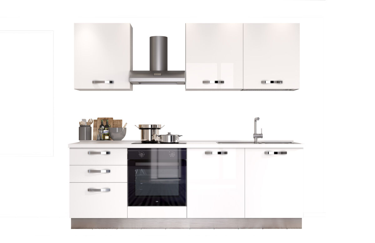 Cozinha GILDA ICE direita branco brilhante e cinza claro