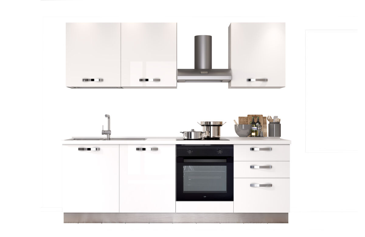 Cozinha com eletrodomésticos gilda ice 240cm esquerda branco brilhante