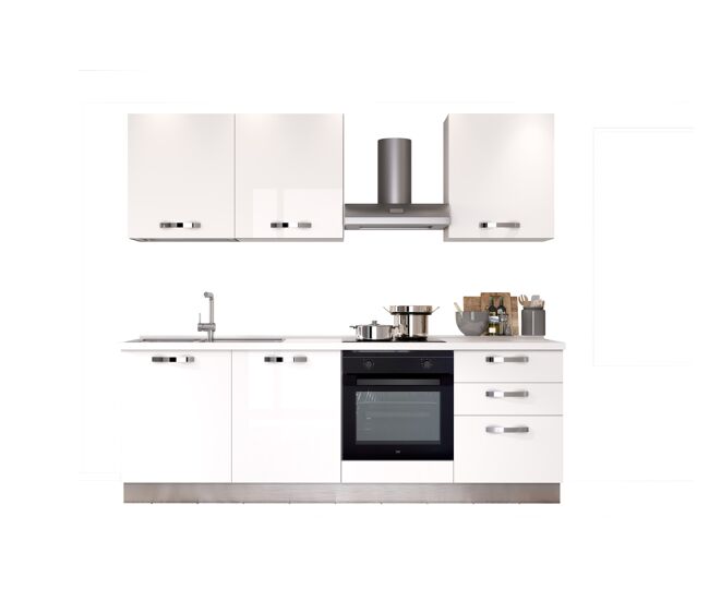 Cozinha com eletrodomésticos gilda ice 240cm esquerda branco brilhante