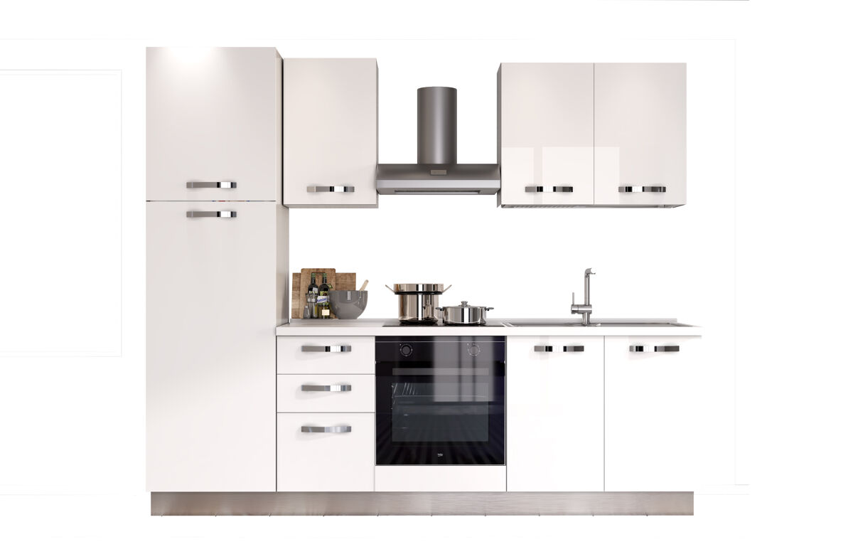 Cozinha GILDA ICE direita branco brilhante e cinza claro