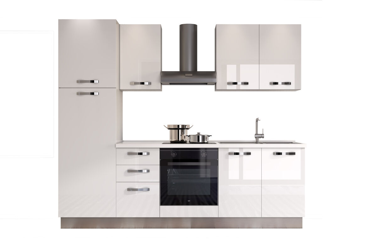 Cozinha GILDA ICE direita branco brilhante e cinza claro