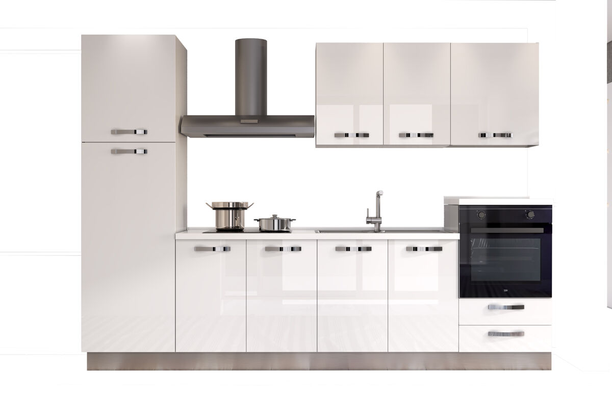 Cozinha GILDA ICE direita branco brilhante e cinza claro