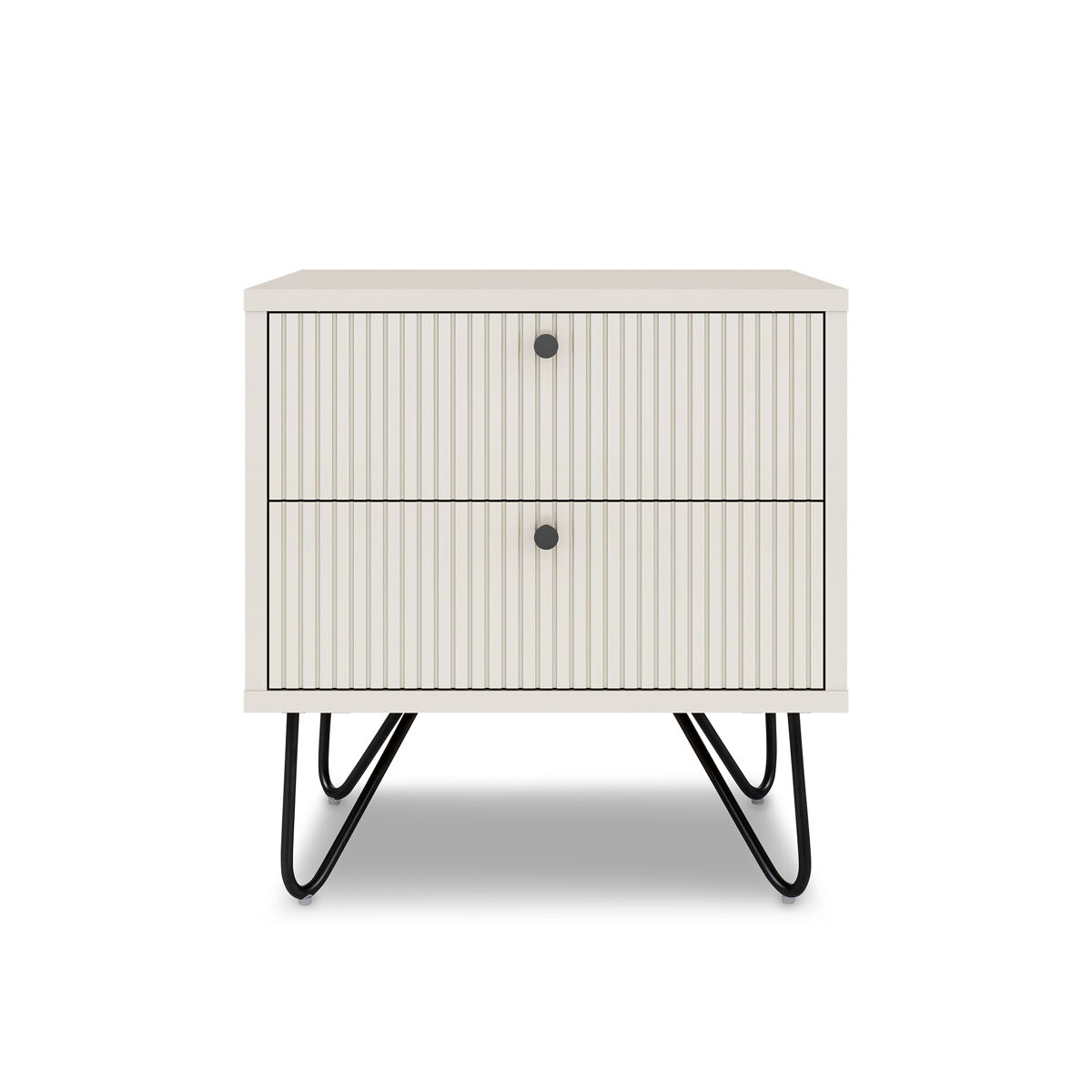 Mesa de cabeceira MARY 50x50x40cm 2 gavetas brancas