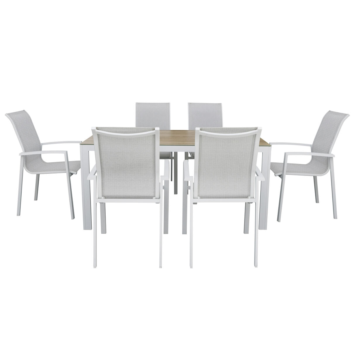 Set de jardim com mesa e 6 cadeiras ANZIO cor cinzenta