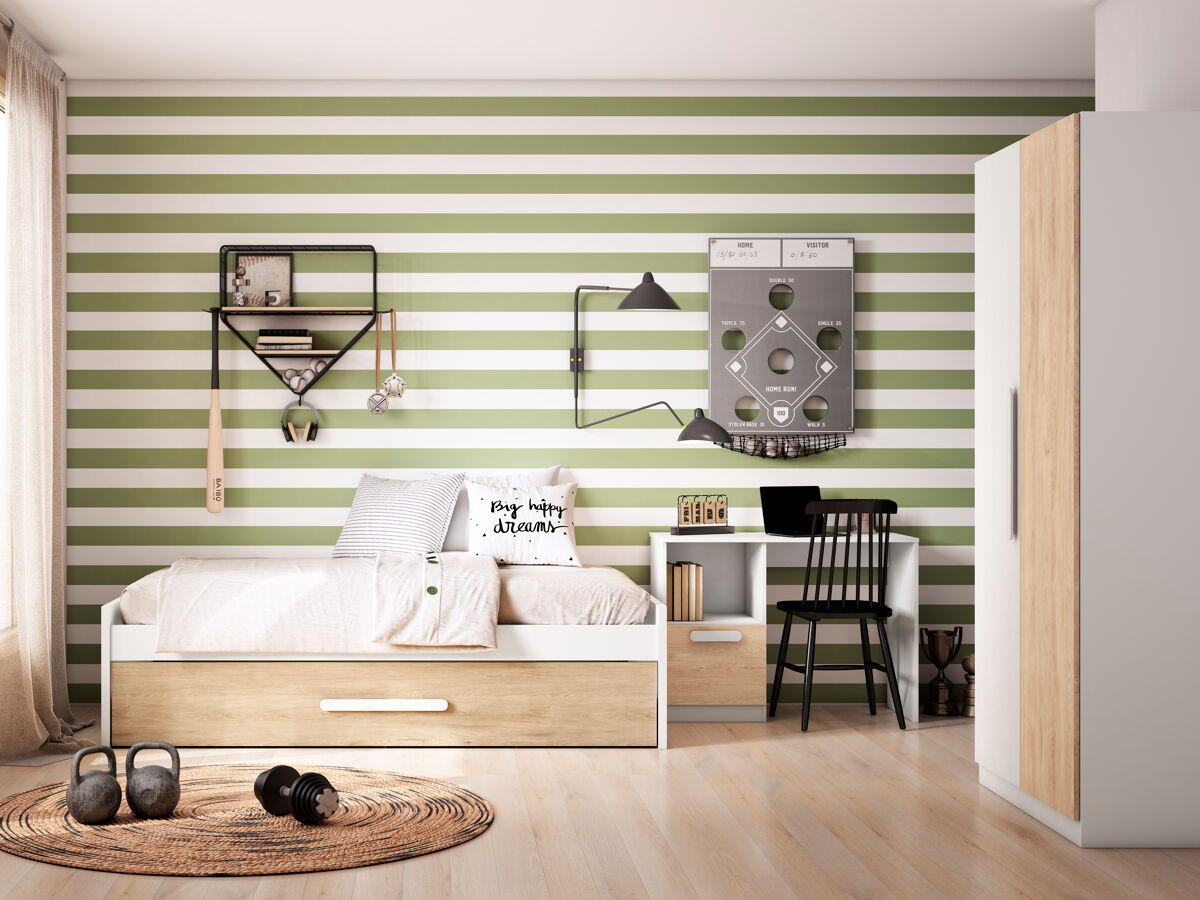 Conjunto de cama NATURA branco mate e castanho