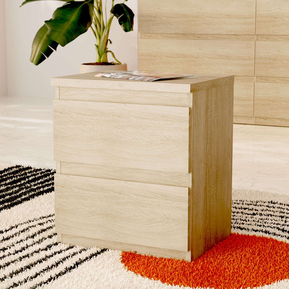 Mesa de cabeceira 2 gavetas NEVADA II Carvalho