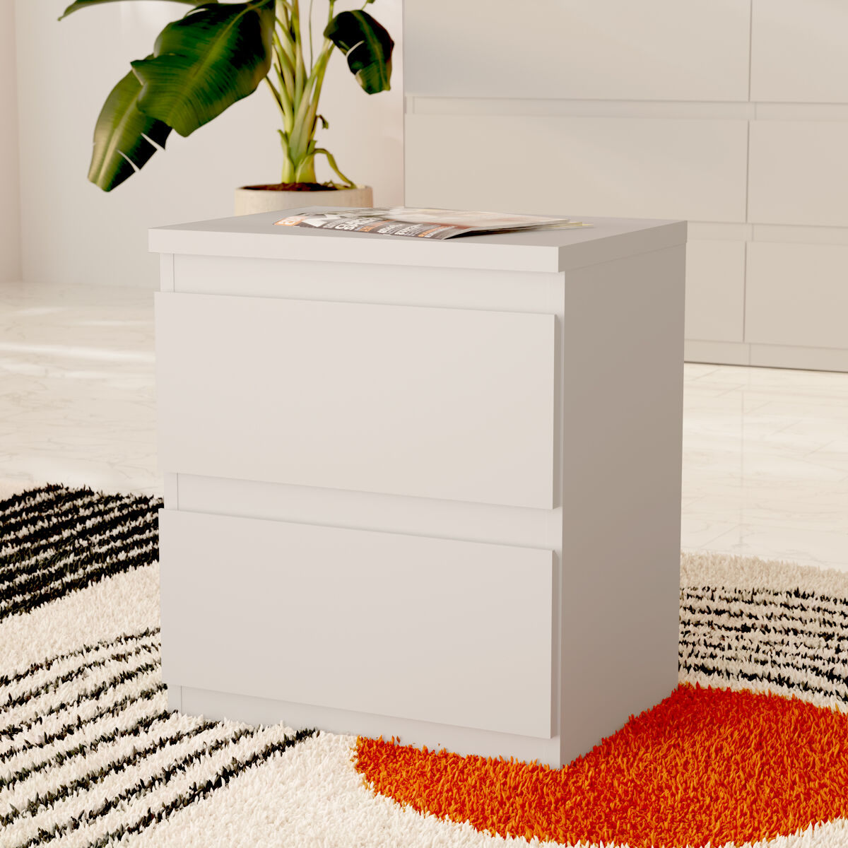 Mesa de cabeceira 2 gavetas NEVADA II Cinza