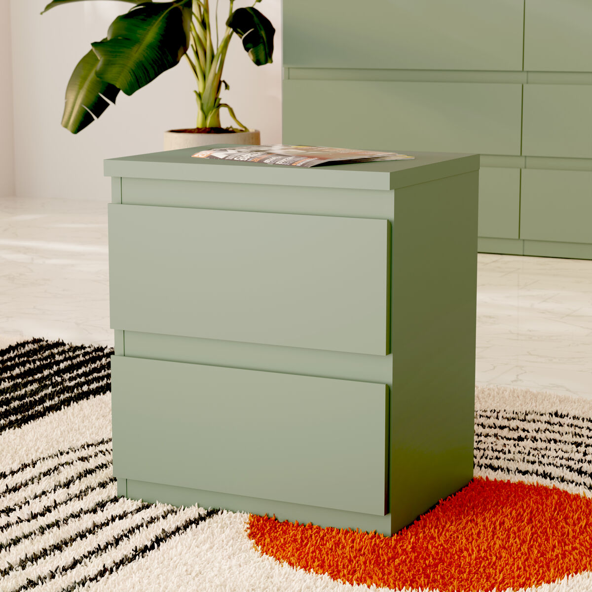 Mesa de cabeceira 2 gavetas NEVADA II Verde