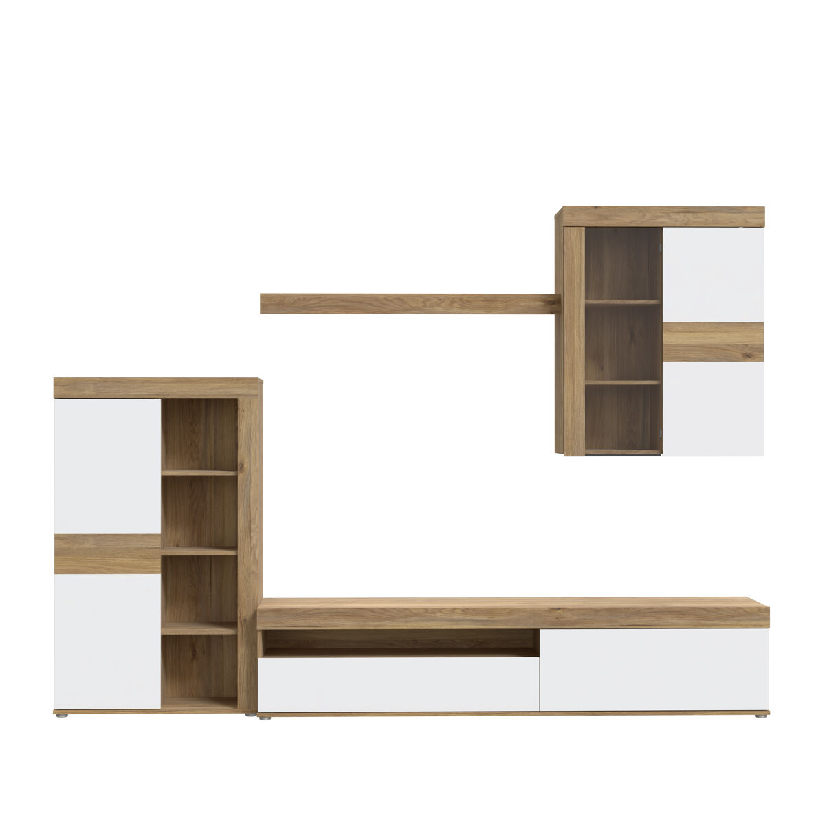 Compacto de TV 279,9cm carvalho e branco MELIDES