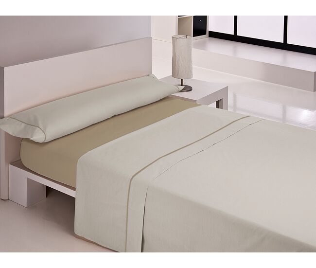 Jogo de lençóis silk cama 150cm cor linho e taupe