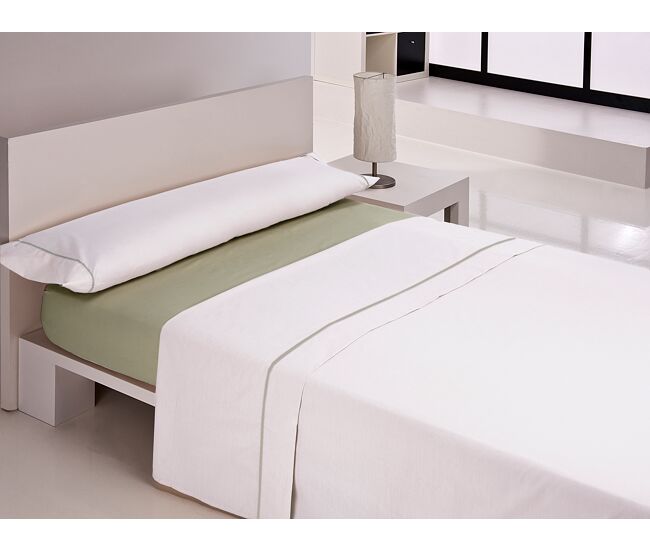 Jogo de lençóis silk cama 135cm cor branca e verde