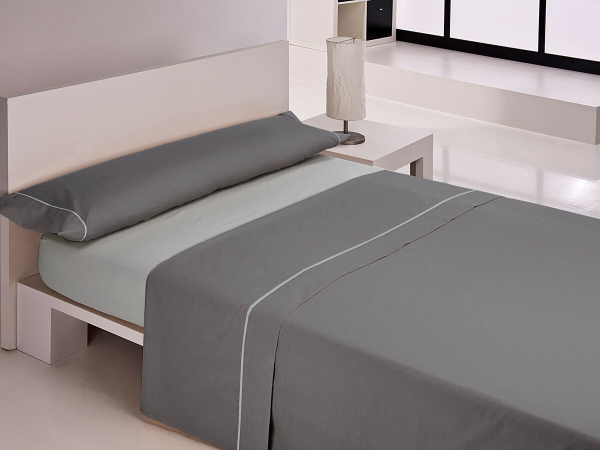Jogo de lençóis silk cama 180cm cor antracite e cinza