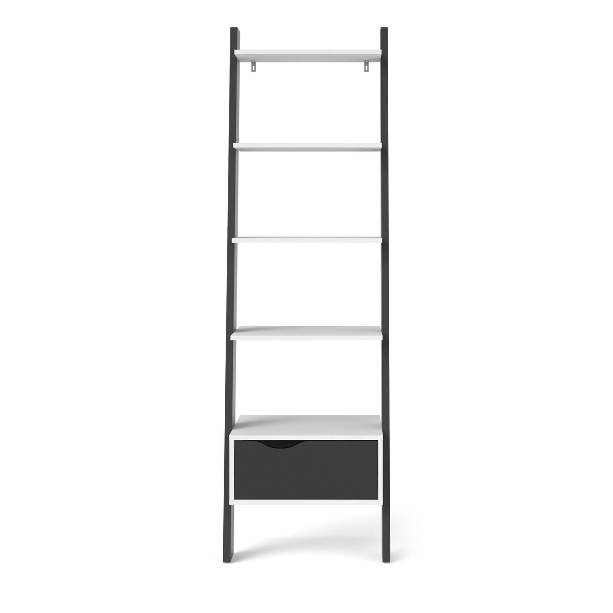 Estante de escadas 4 prateleiras e gaveta DELTA branco e preto