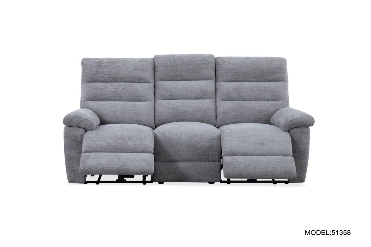 Sofá 3 lugares 2 bancos elétricos de relaxamento ALI cinza claro