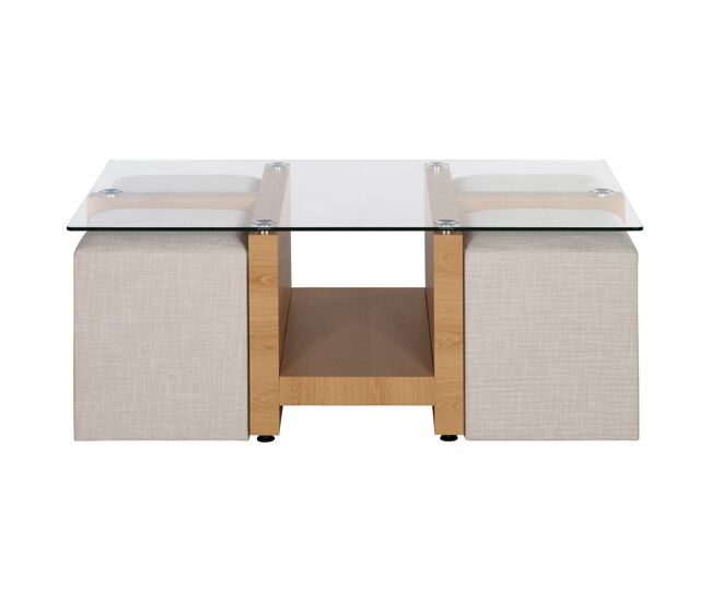 Mesa de centro com 4 puffs leire