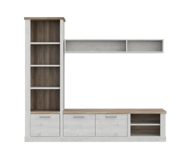 Compacto de tv verona 241,6cm blanc e carvalho